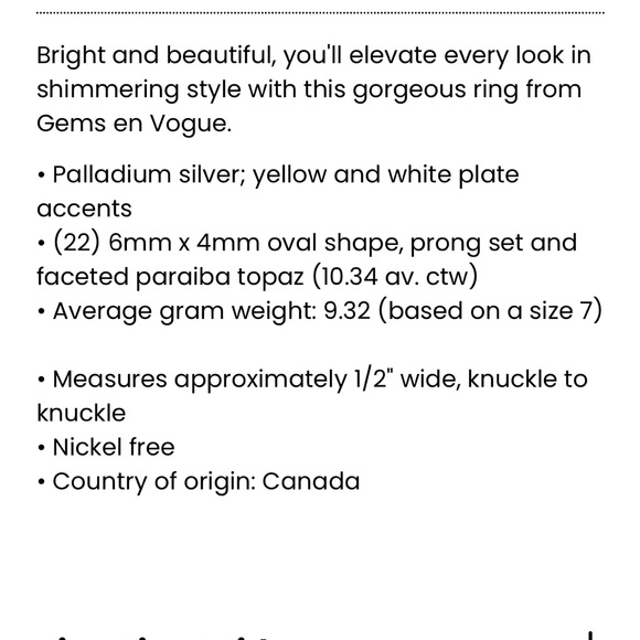 Michael Valitutti Gems En Vogue Palladium Silver Paraiba Topaz 8.5 Ring (2) - Picture 2 of 9